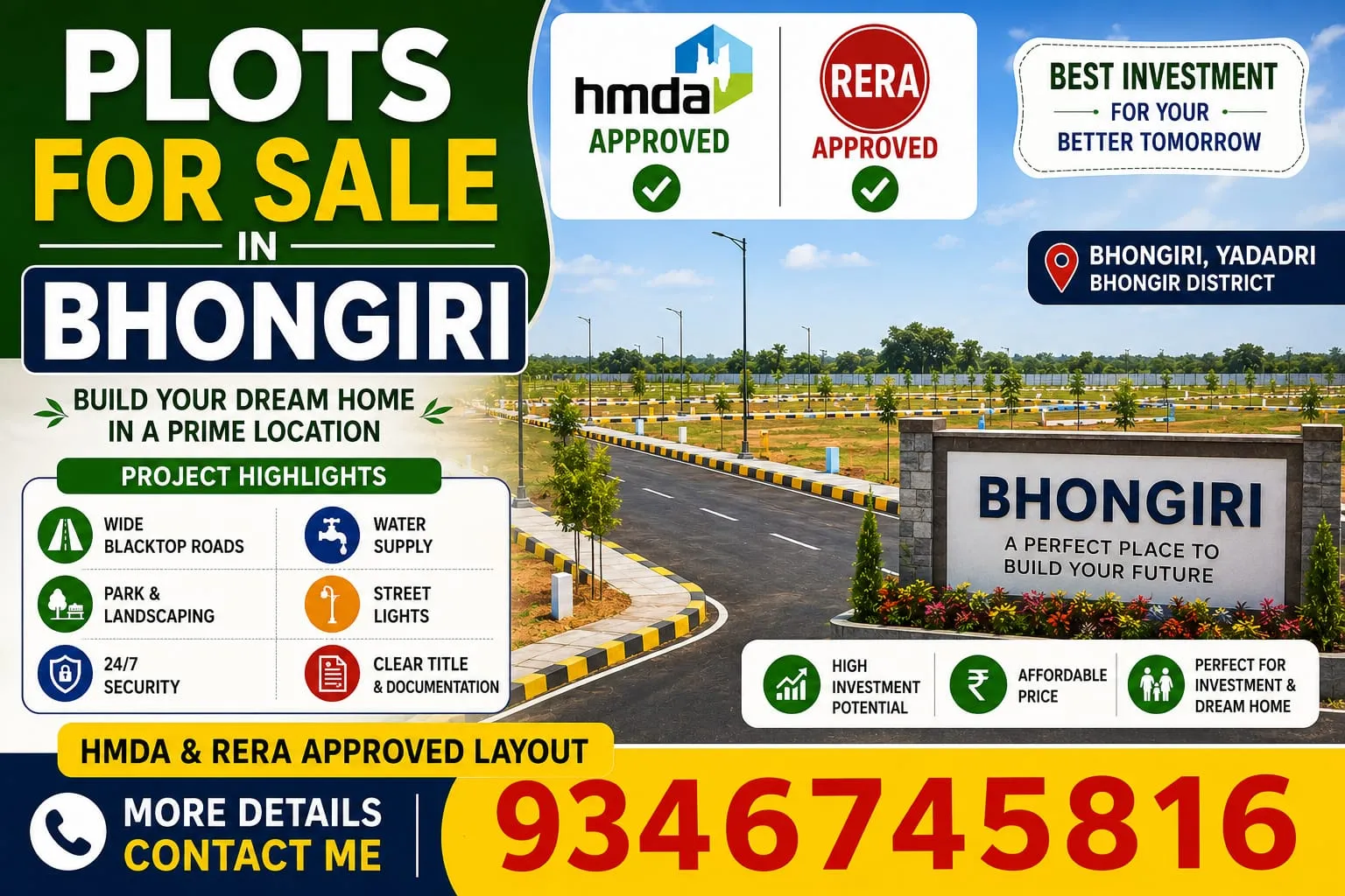 Plots for sale in Bhongir, Yadadri Bhuvanagiri